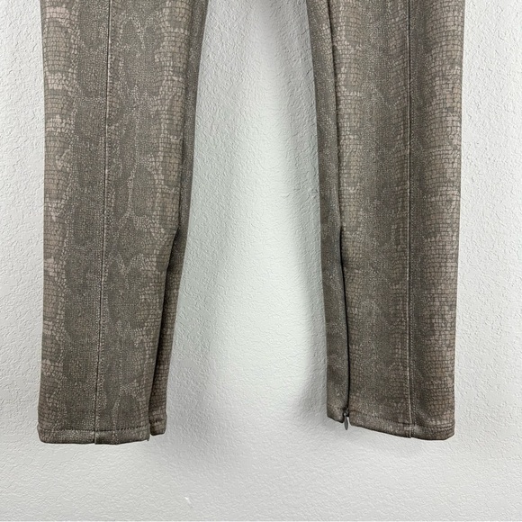 Anthropologie Green Gray Snake Print Pull On Skinny Zip Ankle Pants Size 27 - Picture 2 of 7